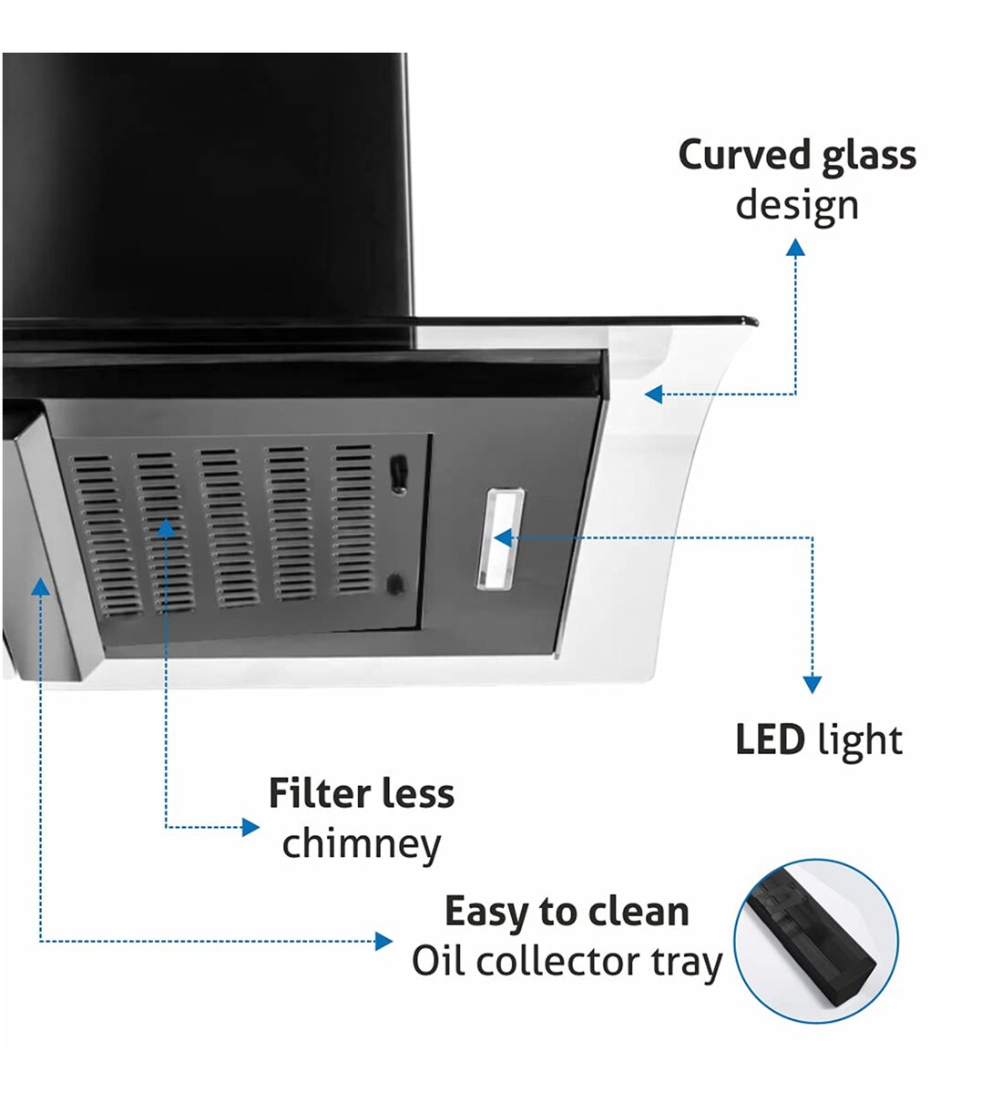 Buy Glen 6060 BL AC 60cm 1200 M3/H Auto Clean Chimney with Motion Sensor Airflow Online Wall