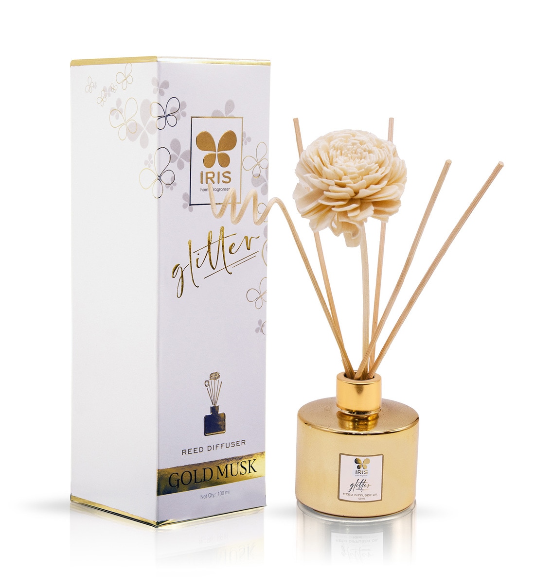 Buy Glitter Golden Musk Reed Diffuser (Set Of 8) Gift Set at