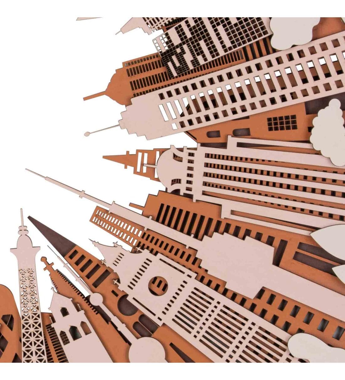 Buy Globe 3D Pinewood Wall Mural in Multicolour by Wooden Art Studio Online Wooden Wall Art