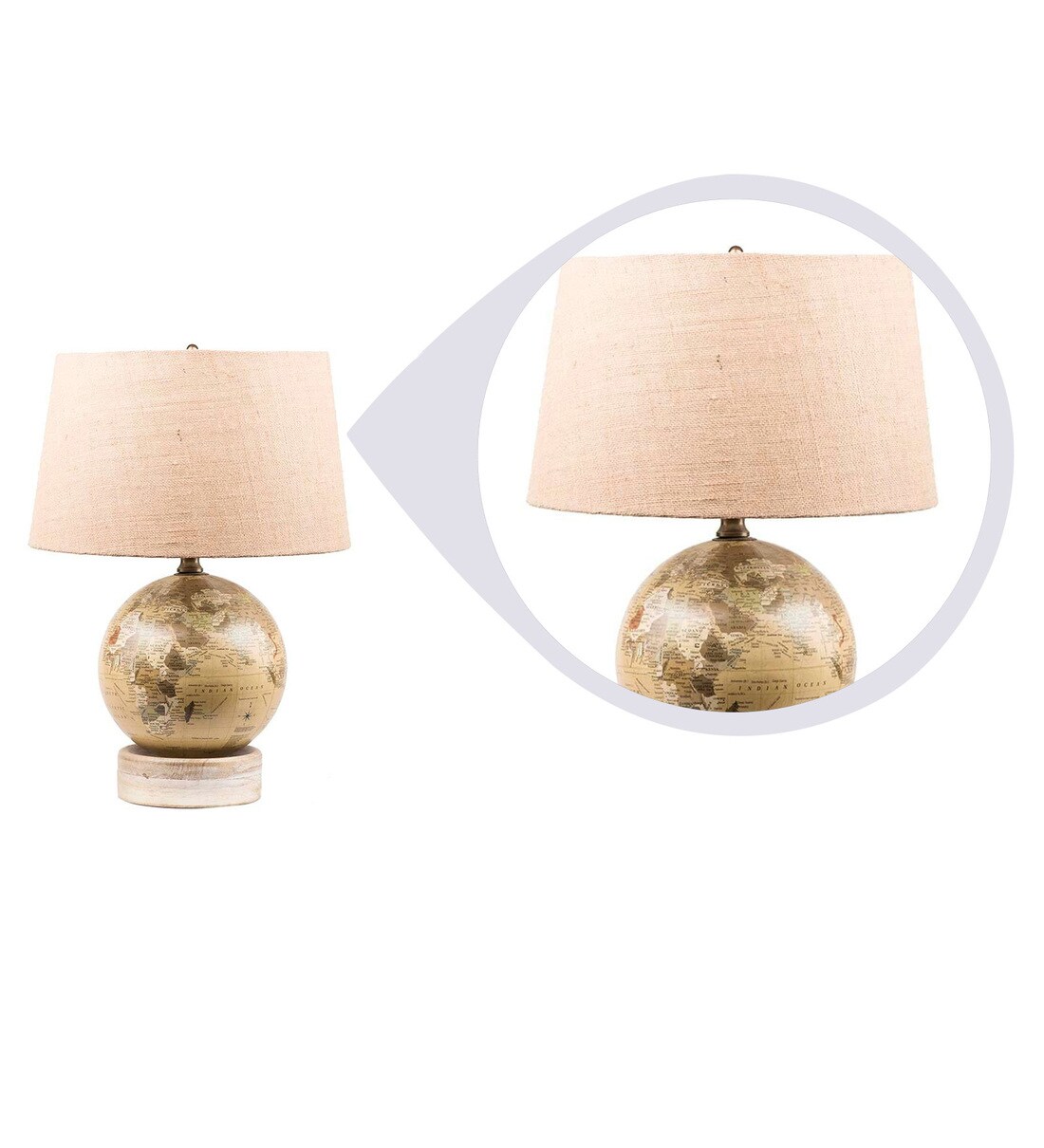 Buy Beige Fabric Shade Table Lamp with White Base by Fabuliv Online