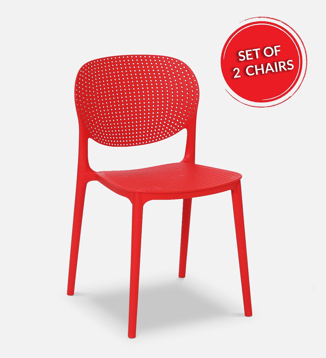 Buy Globe Plastic Cafe Chair (Set of 2) in Red Colour by Decorative