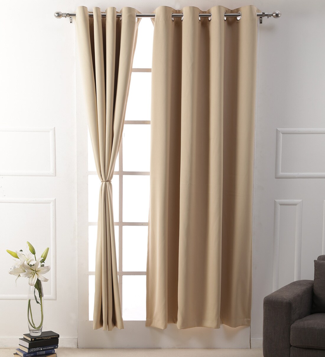 Buy Glorious Beige 2 Panel Room Darkening Blackout Long Door 45 X 9 Feet Curtains By American Elm Online Solid Colour Door Curtains Furnishings Home Decor Pepperfry Product