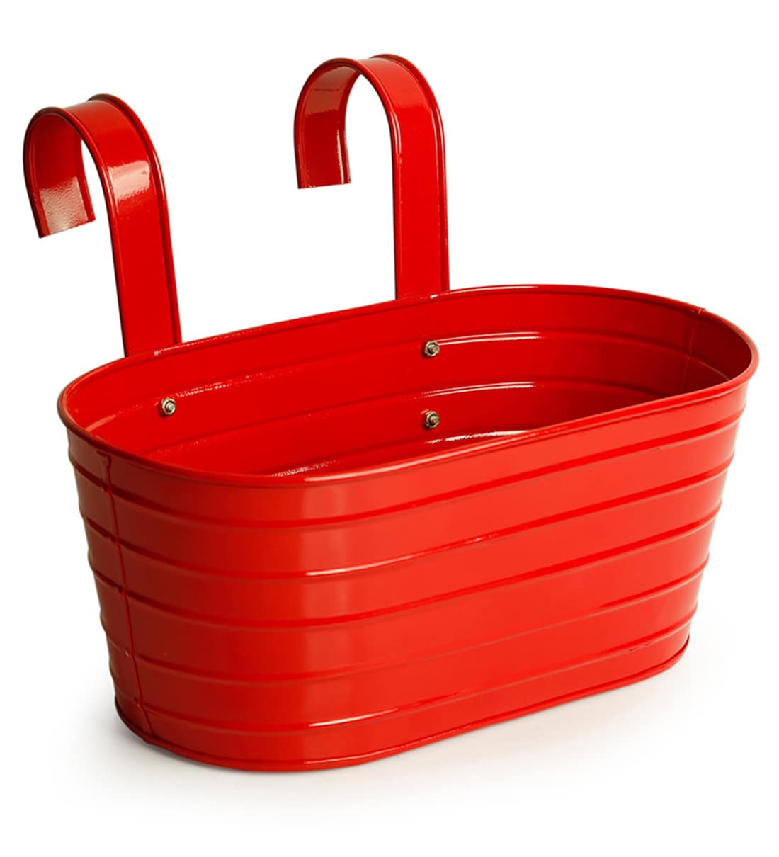 Buy Glossy Red Galvanized Iron Handpainted Railing Planter by