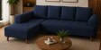 Gladiator Boucle Fabric LHS 6 Seater Sectional Sofa In Ink Blue Colour