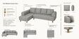 Gladiator Boucle Fabric LHS 6 Seater Sectional Sofa In Silver fluff Colour