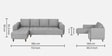 Gladiator Boucle Fabric LHS 6 Seater Sectional Sofa In Silver fluff Colour