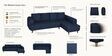 Gladiator Boucle Fabric RHS 6 Seater Sectional Sofa In Ink Blue Colour