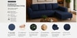 Gladiator Fabric LHS 6 Seater Sectional Sofa In Ink Blue Colour