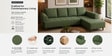 Gladiator Fabric LHS 6 Seater Sectional Sofa In Sage Brush Colour