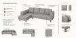 Gladiator Fabric LHS 6 Seater Sectional Sofa In Silver fluff Colour