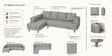 Gladiator Fabric LHS 6 Seater Sectional Sofa In Silver fluff Colour