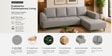 Gladiator Fabric LHS 6 Seater Sectional Sofa In Silver fluff Colour