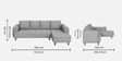 Gladiator Fabric LHS 6 Seater Sectional Sofa In Silver fluff Colour