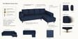 Gladiator Fabric RHS 6 Seater Sectional Sofa In Ink Blue Colour