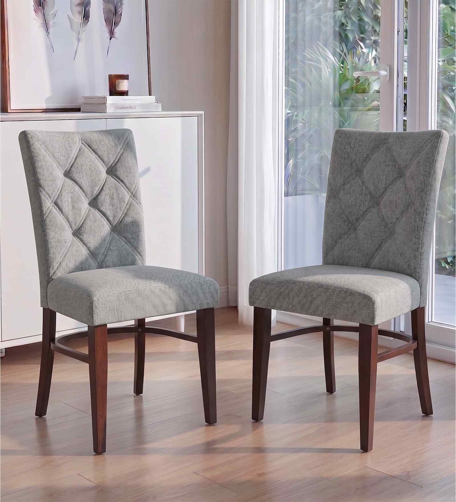Glacia Upholstered Fabric Dining Chairs (Set Of 2)