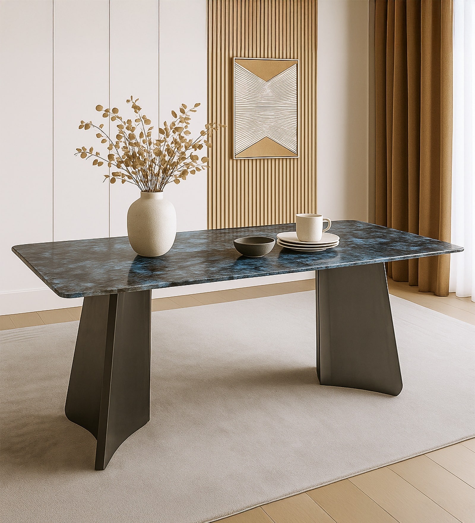 Glamora Modern Marble Top 6-Seater Dining Table
