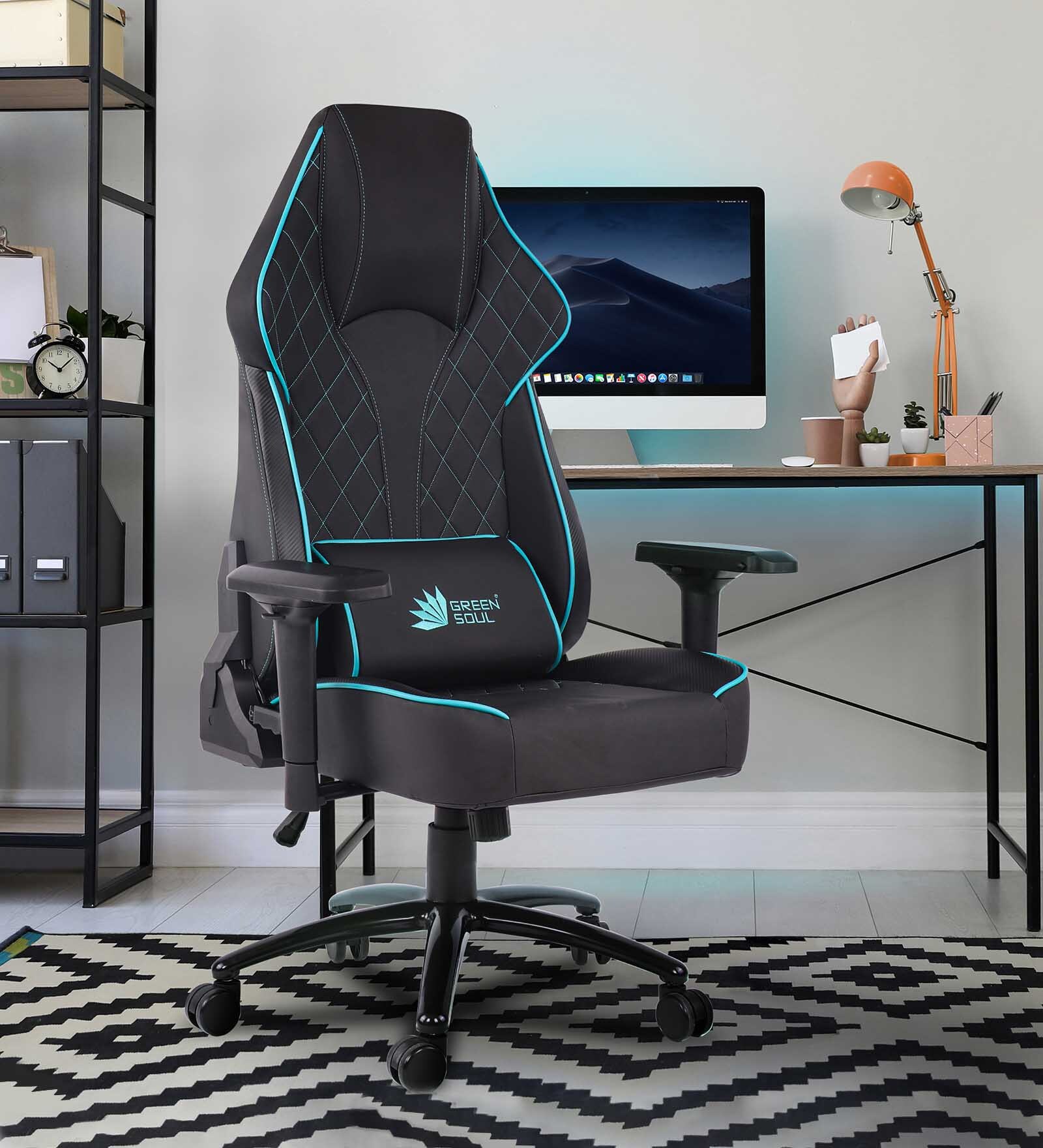 Glance Leatherette Gaming Chair in Black & Blue Colour