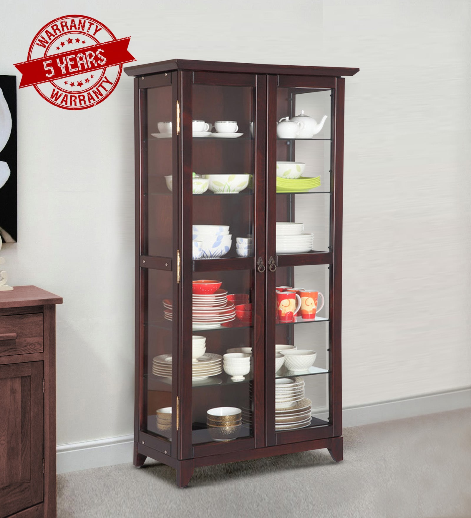 Buy Glass Display in Ebony Finish by Ekbote Furniture Online