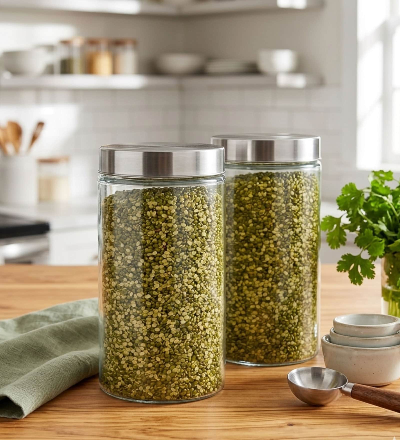Glass Jars for Kitchen 1500ml| Pack of 2