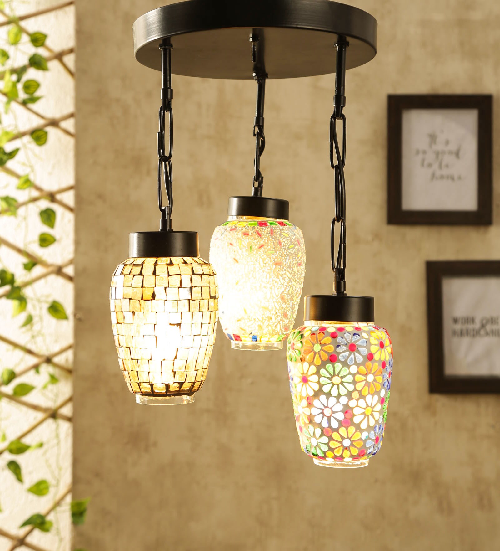 Black Metal 3 Light Cluster Hanging Lights
