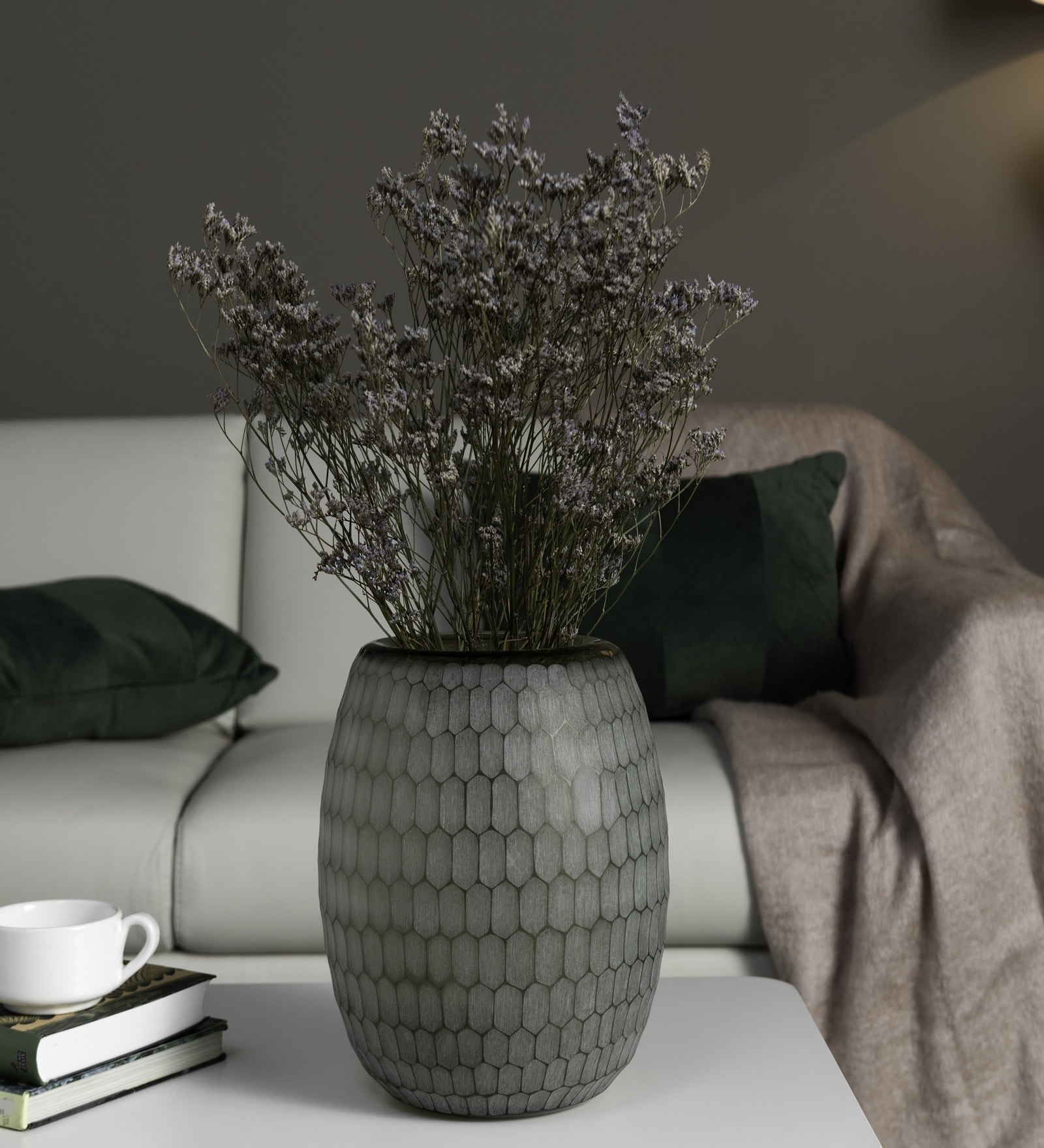 Grey Harmony Hex Big Glass Vase
