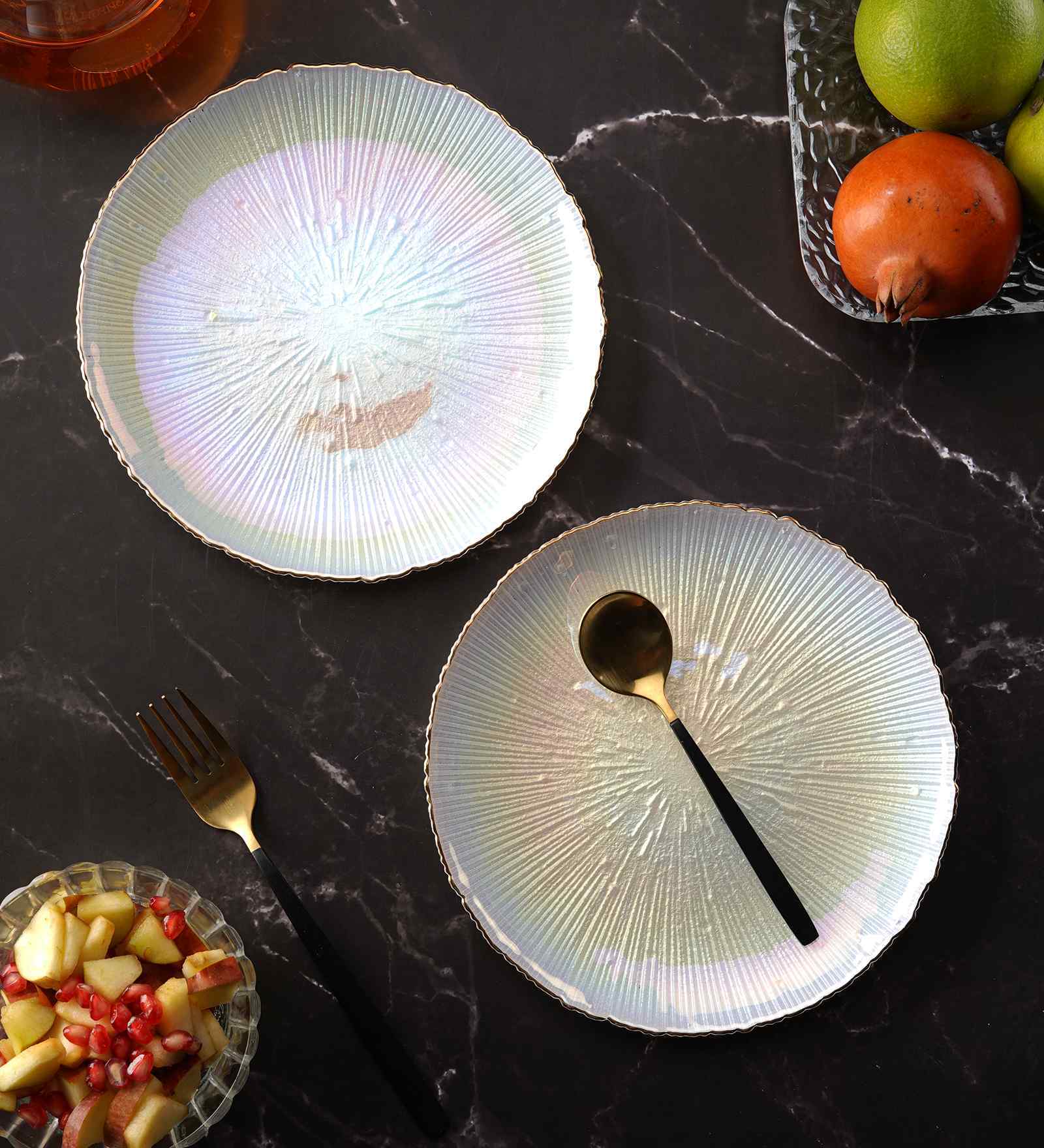 Glass White Coloured Set of 2 Side Plates