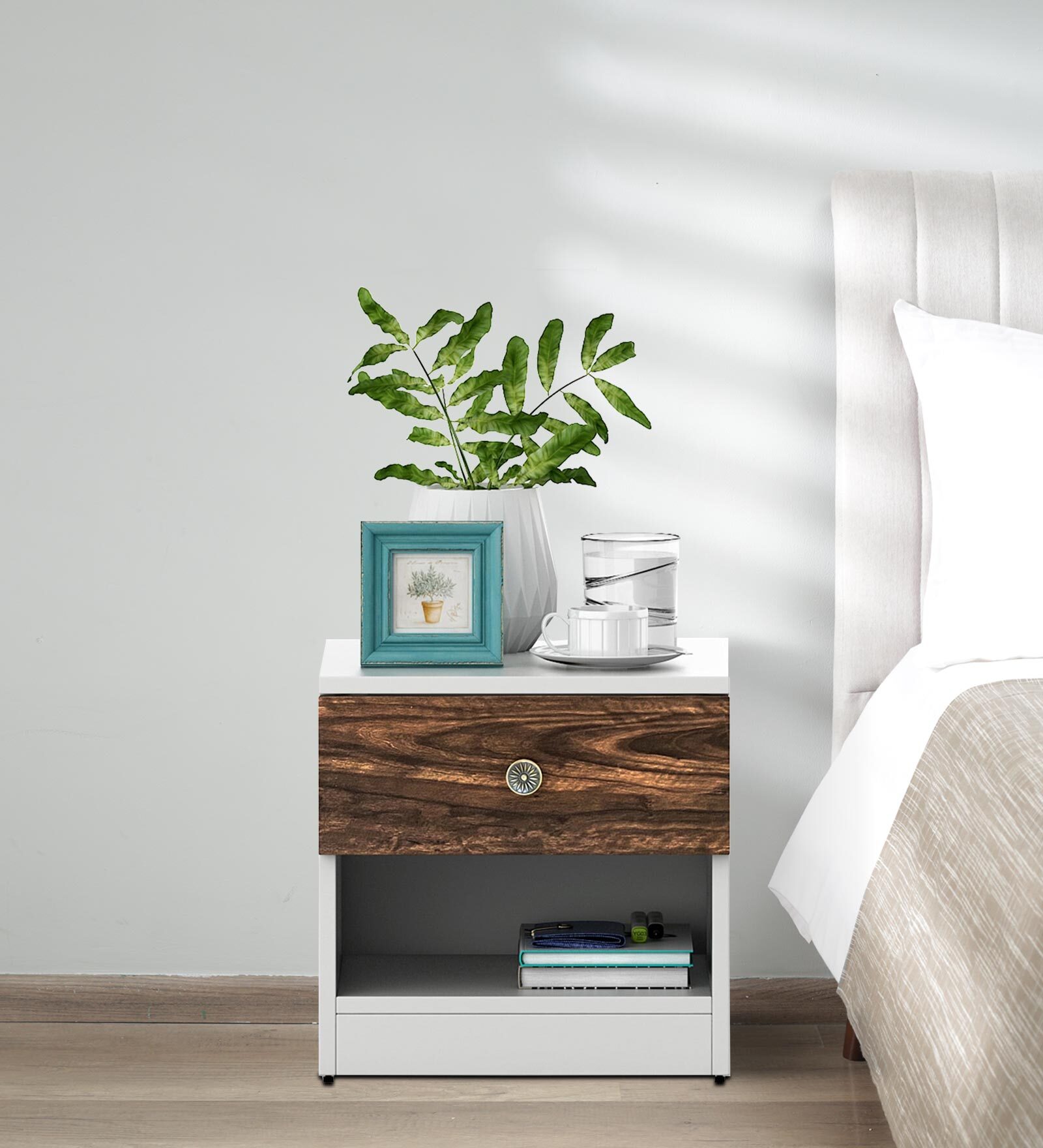Glaze Bedside Table in Gloss Finish with Drawer