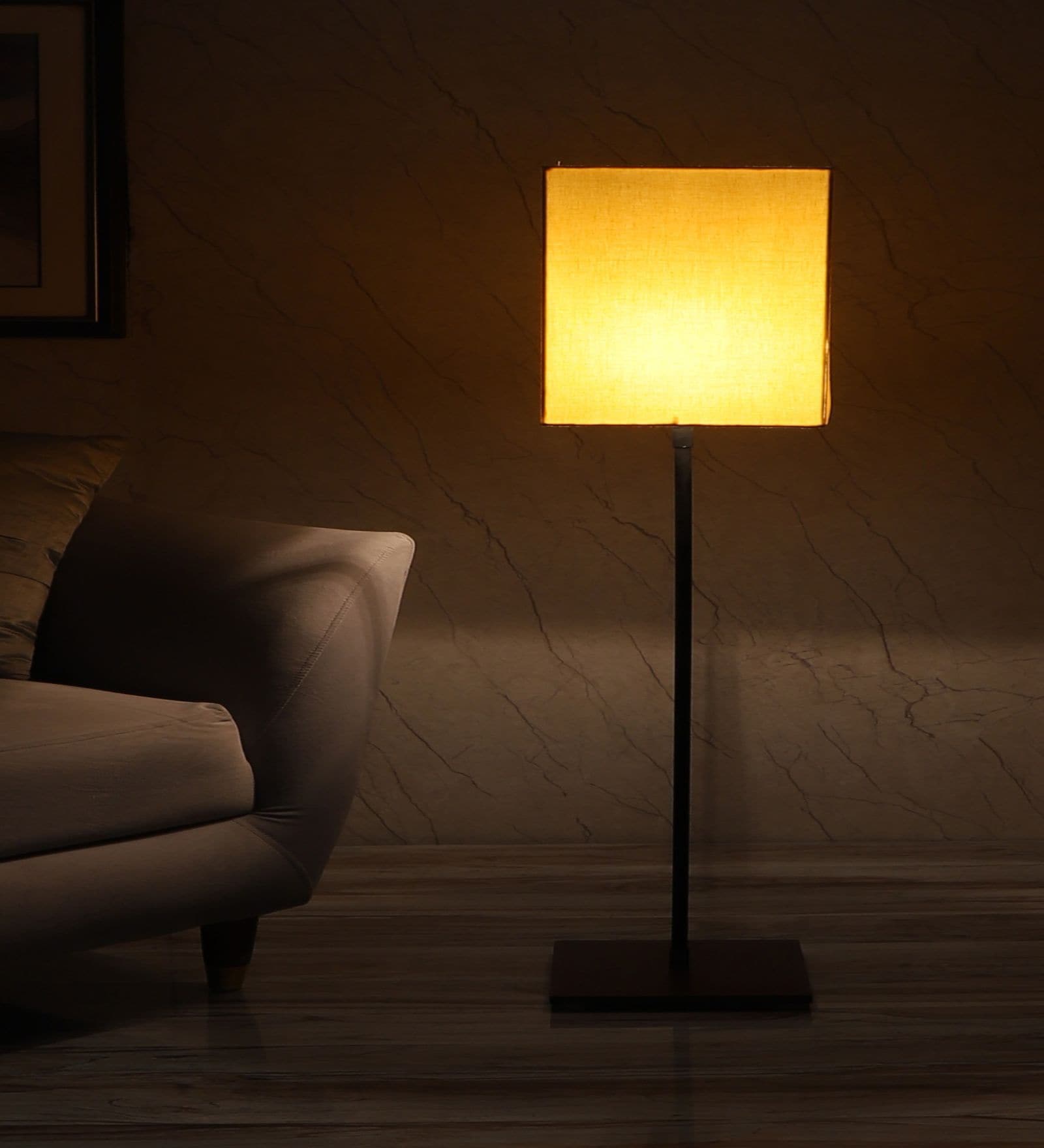 Buy Gleam E27 Holder Brown Finish MDF Club Floor Lamp with Yellow
