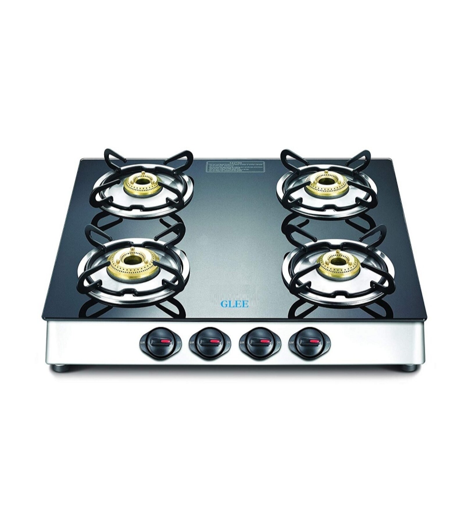 Buy Glee 4 Burner Front Taper Stainless Steel & Toughen Black Glass Gas