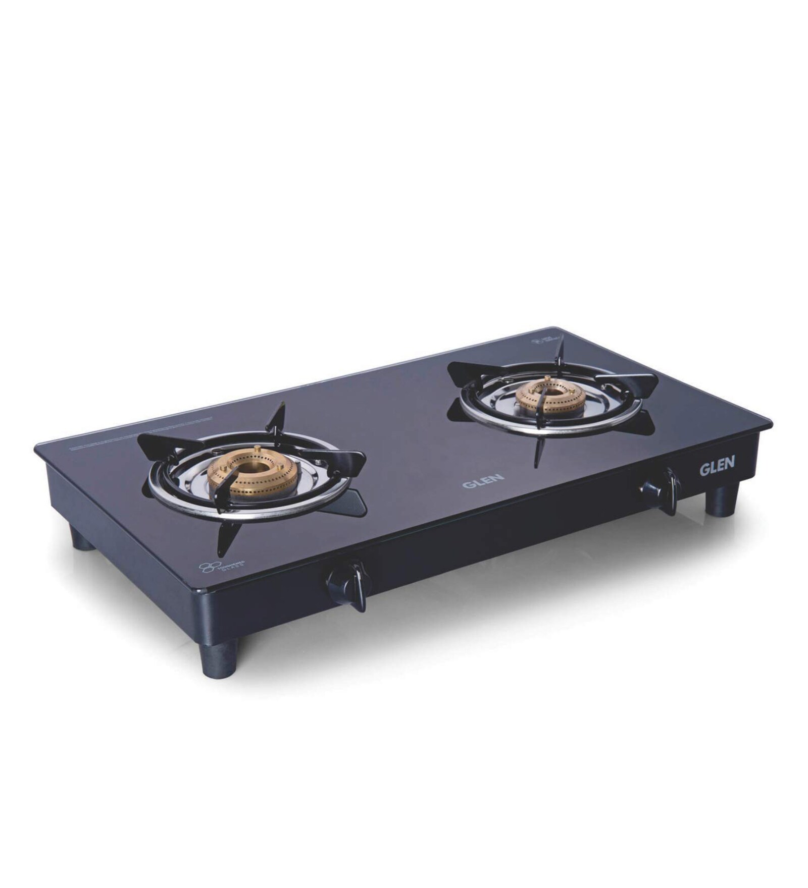 Glen 1020 GT BB 2 Burner Gas Stove with Glass Top in Black Colour