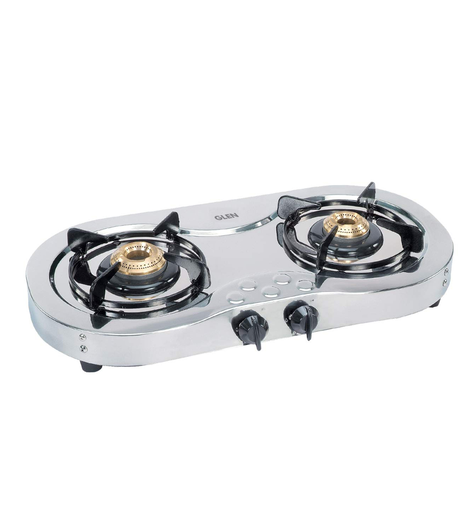 Glen 2 Burner LPG Gas Stove 1025 Stainless Steel Brass Burner