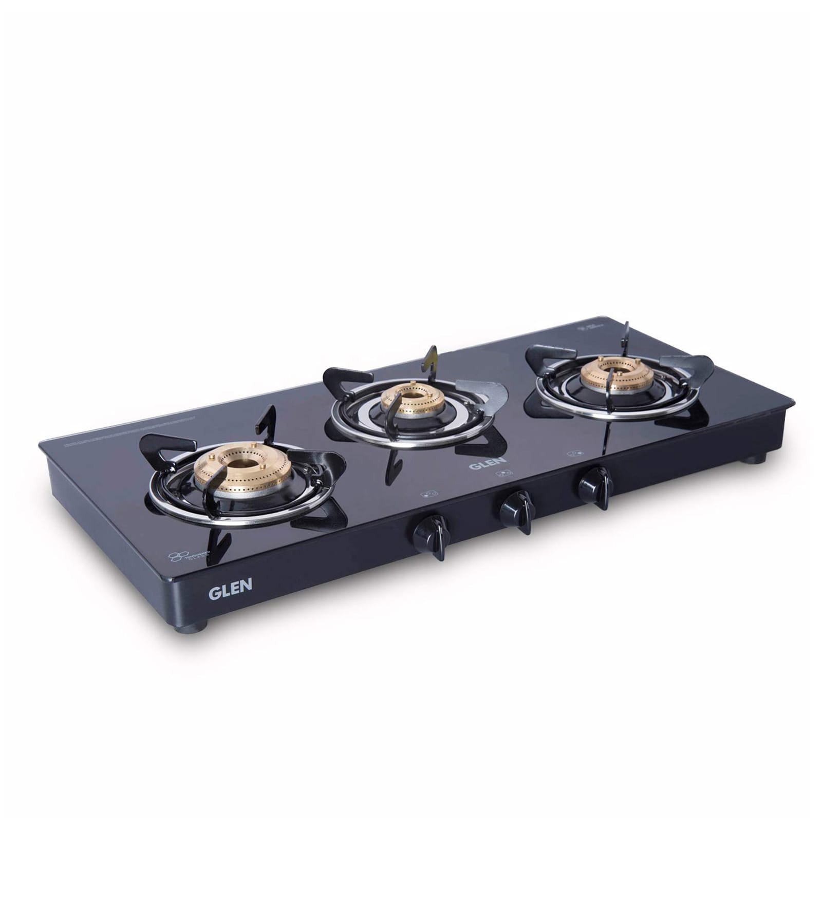 Buy Glen 1033 GT XL 3 Burner Glass Gas Stove with Brass Burner in Black