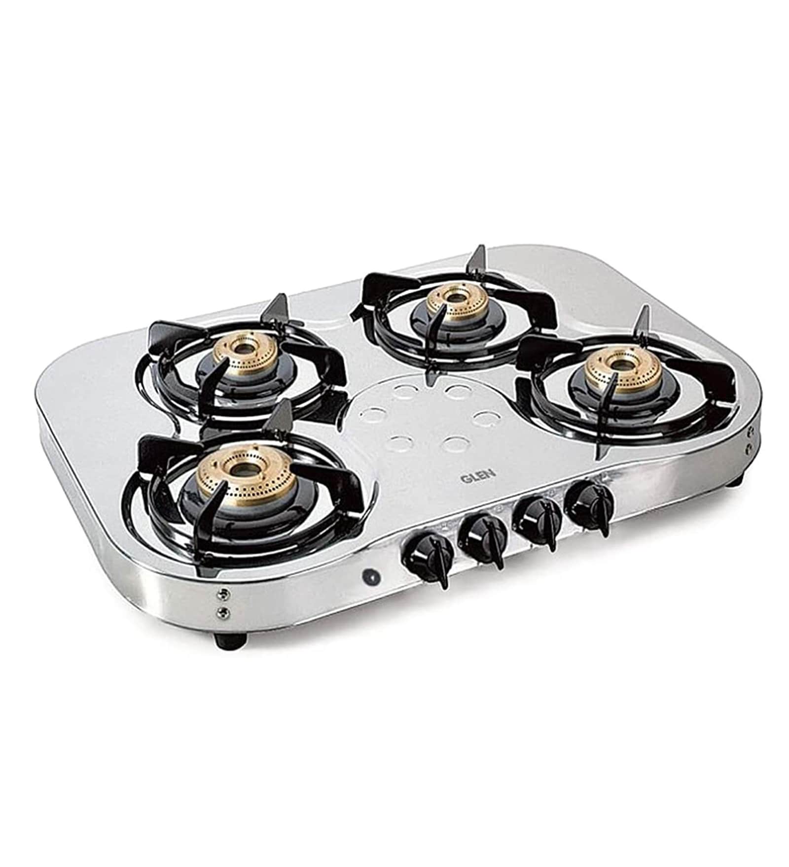 Glen 1045 4 Brass Burner Stainless Steel Gas Stove with High Flame Auto Ignition