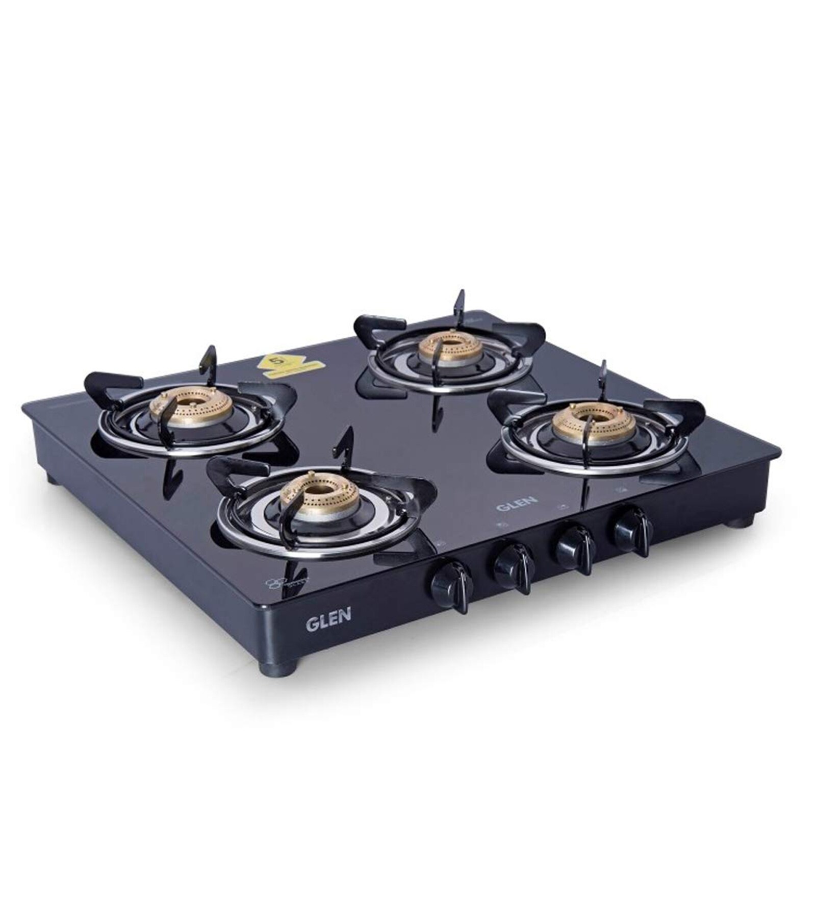 Glen 1043 GT 4 Burner Gas Stove with Brass Burner in Black Colour