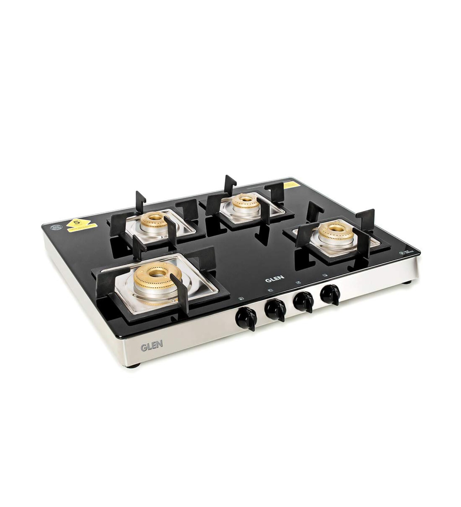 Buy Glen 4 Burner Glass Cooktop 1048 SQ GT with Brass Burners at