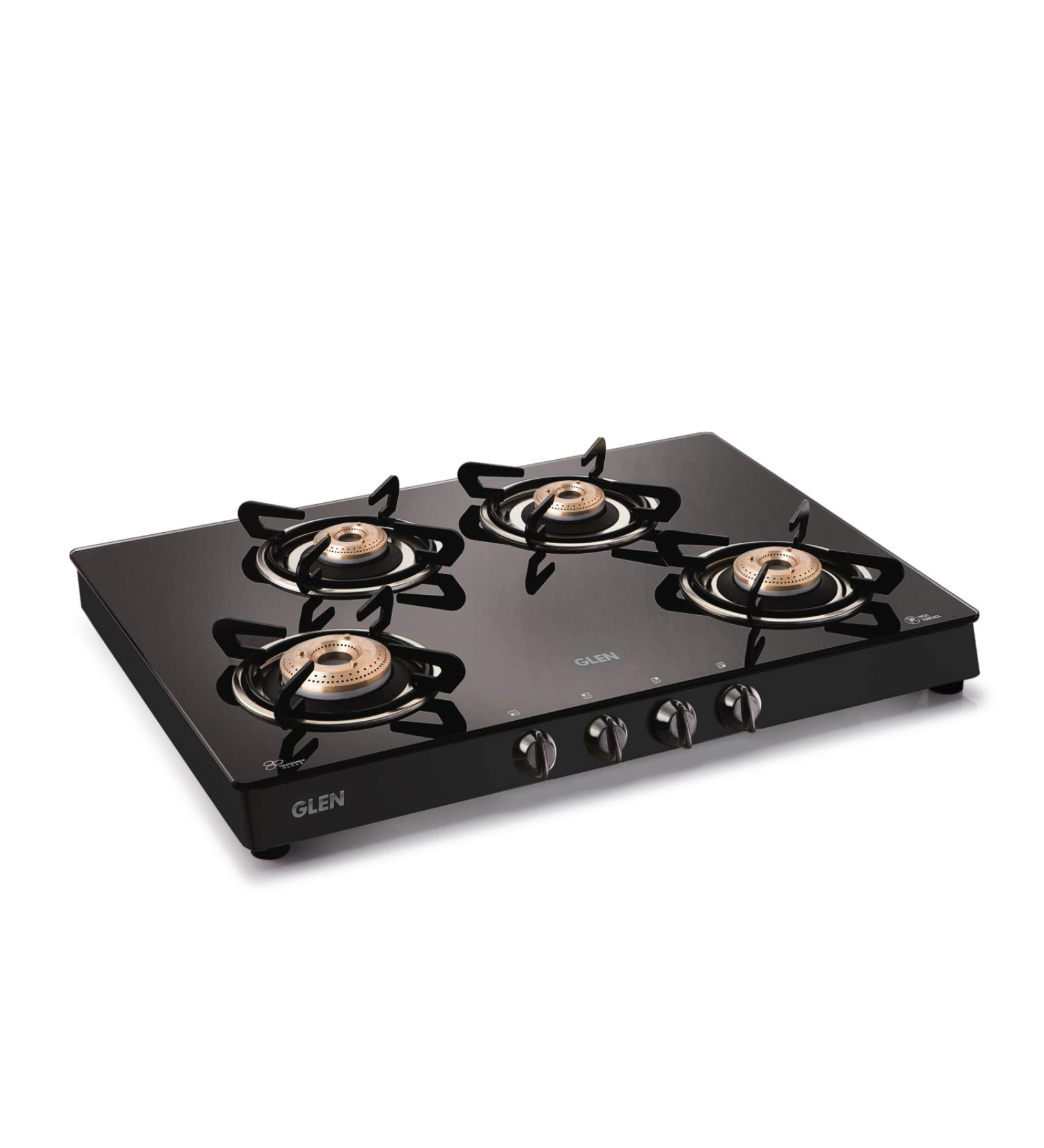 Glen Four Burner LPG Stove 1044 GT Black with Brass Burner