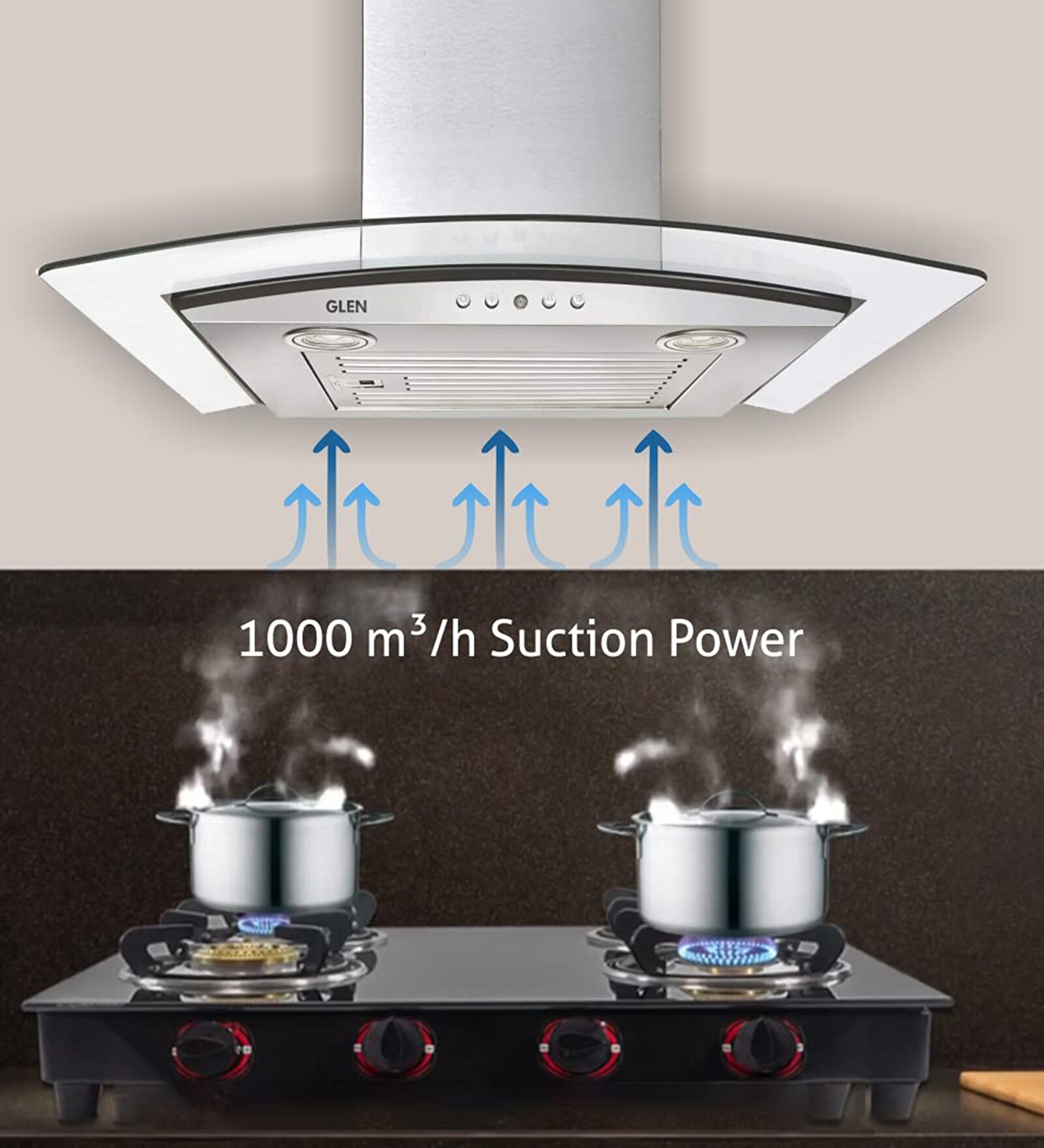 Glen 6071 EX 1000 M3/H Kitchen Chimney with Baffle Filter