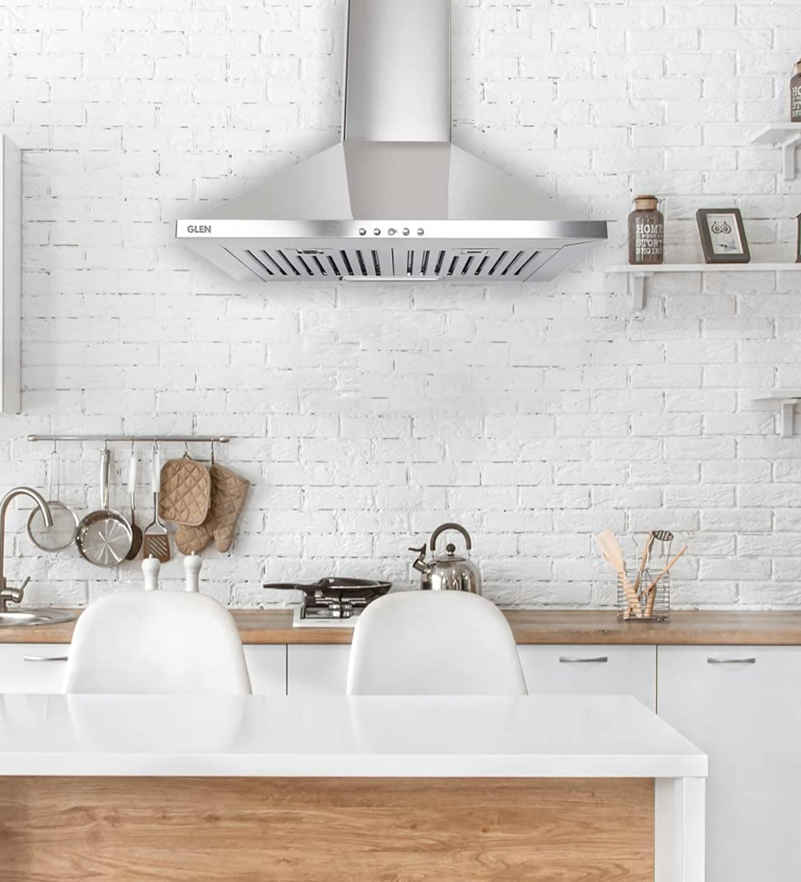 Glen 6050 DX 60cm 1000 M3/H Pyramid Kitchen Chimney 6050 Junior DX Stainless Steel