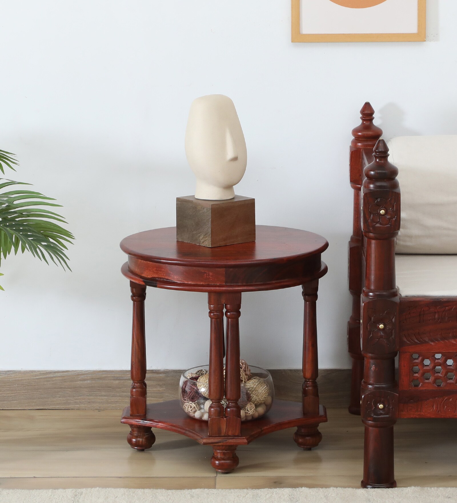 Glenmore Sheesham Wood End Table In Honey Oak Finish