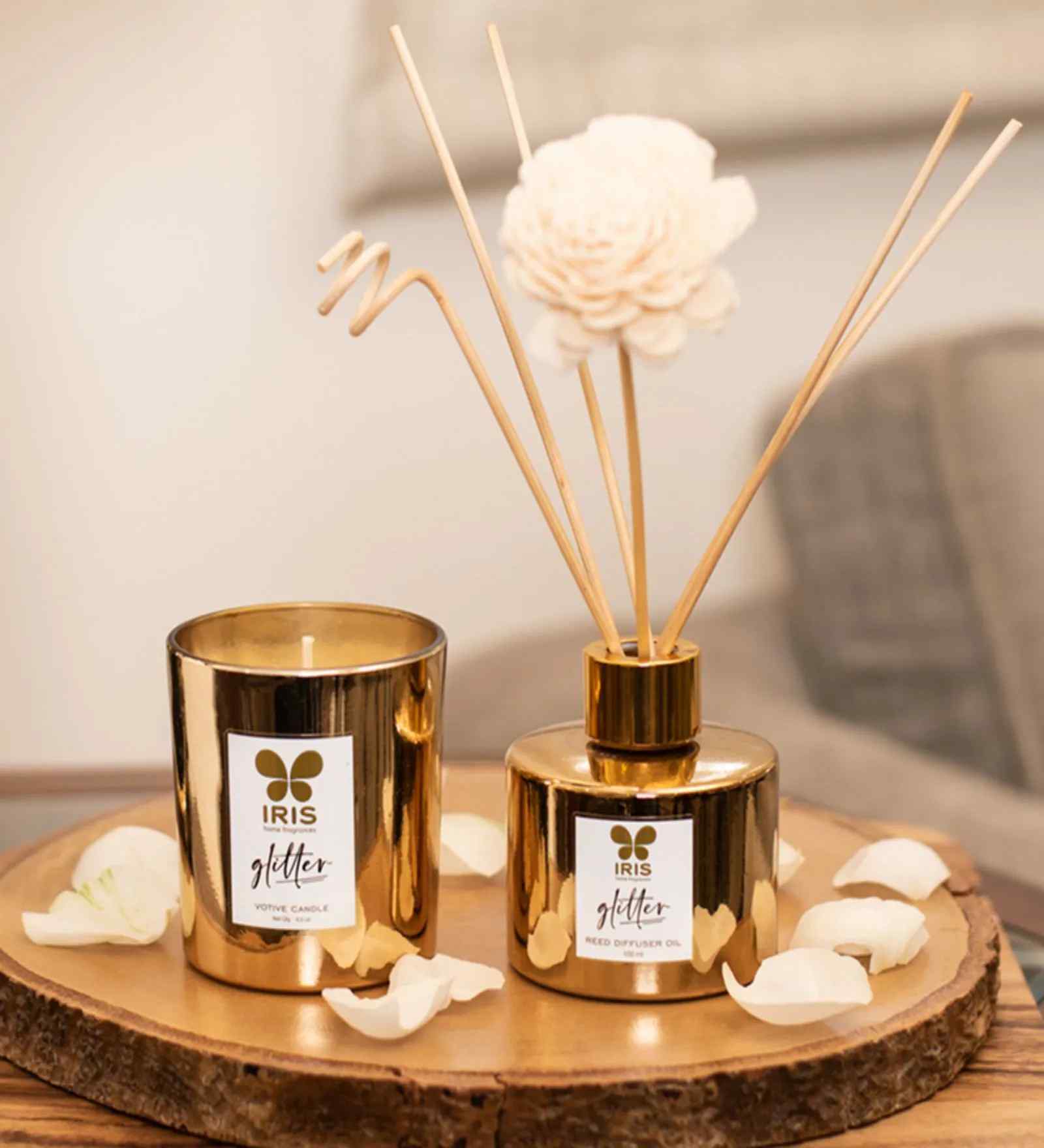 Glitter Golden Musk Reed Diffuser (Set Of 8) Gift Set