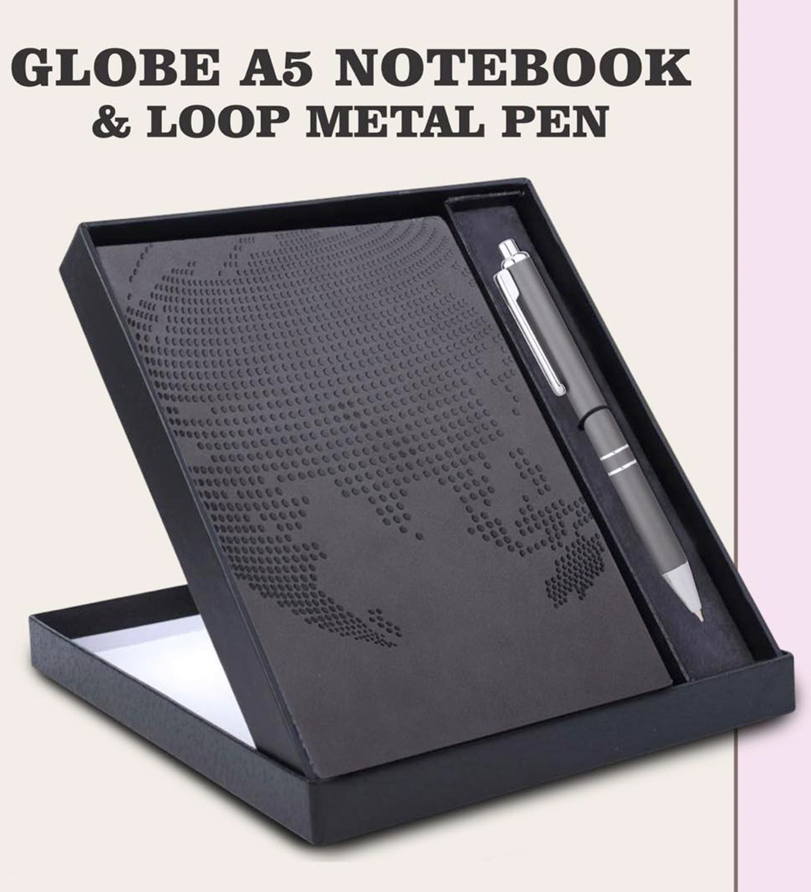 Globe A5 Notebook & Loop Metal Pen