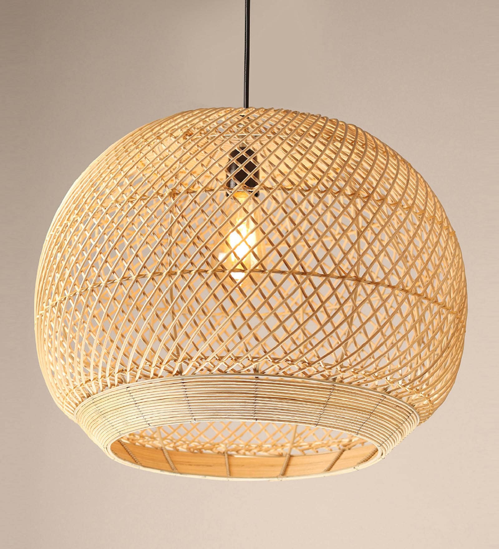Globe Handmade Bamboo Pendant Hanging Light (Beige)