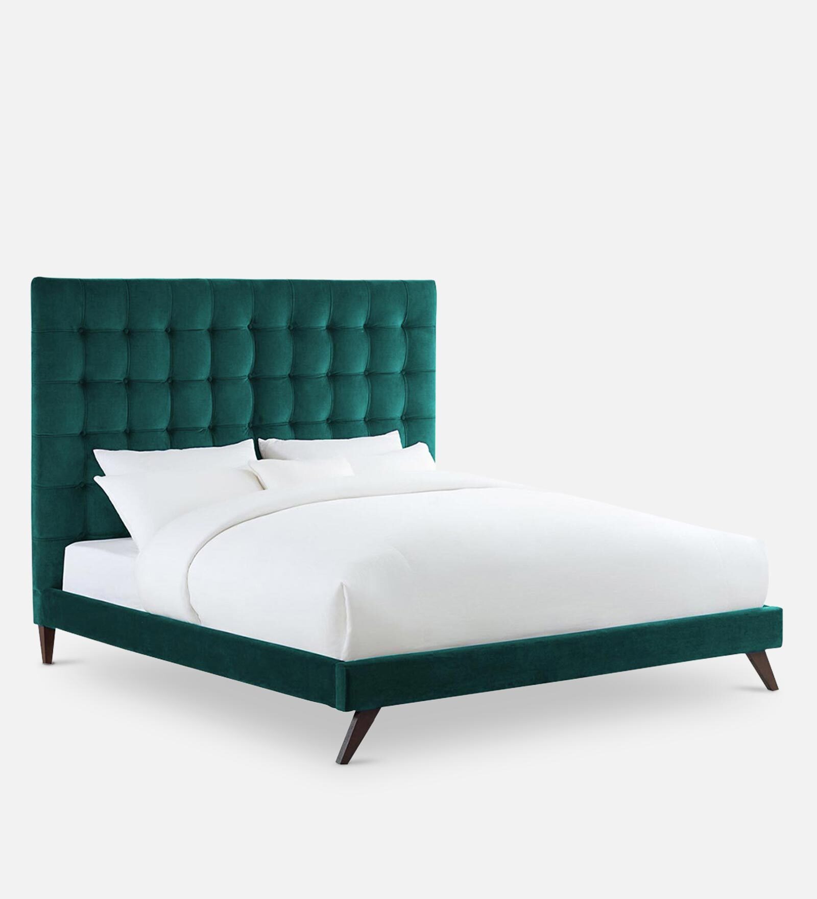 Glorious Fabric Upholstered King Size Bed in Green Colour