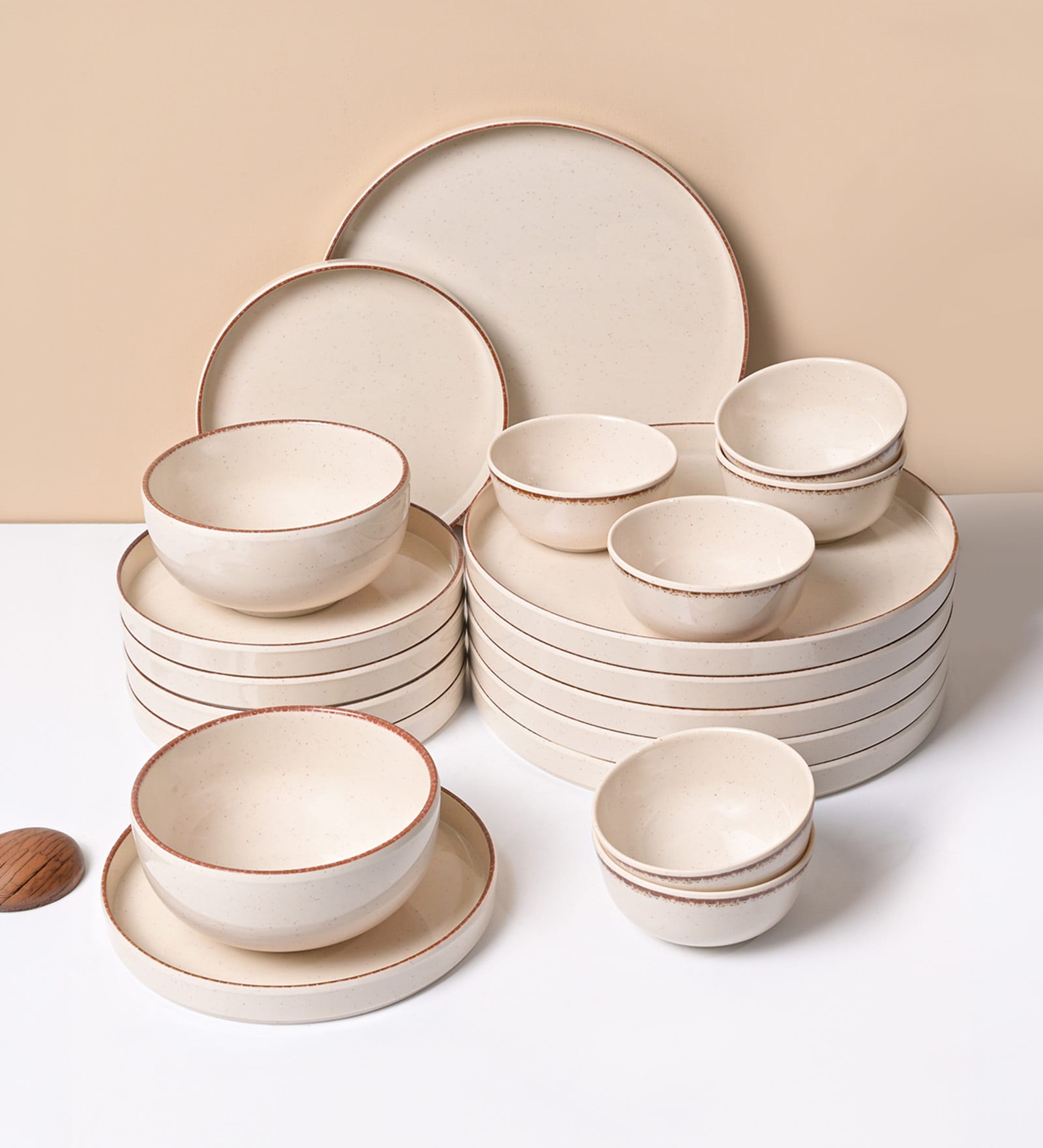 Choco chip Cream Melamine Plato Dinner Set Of 20 Pcs