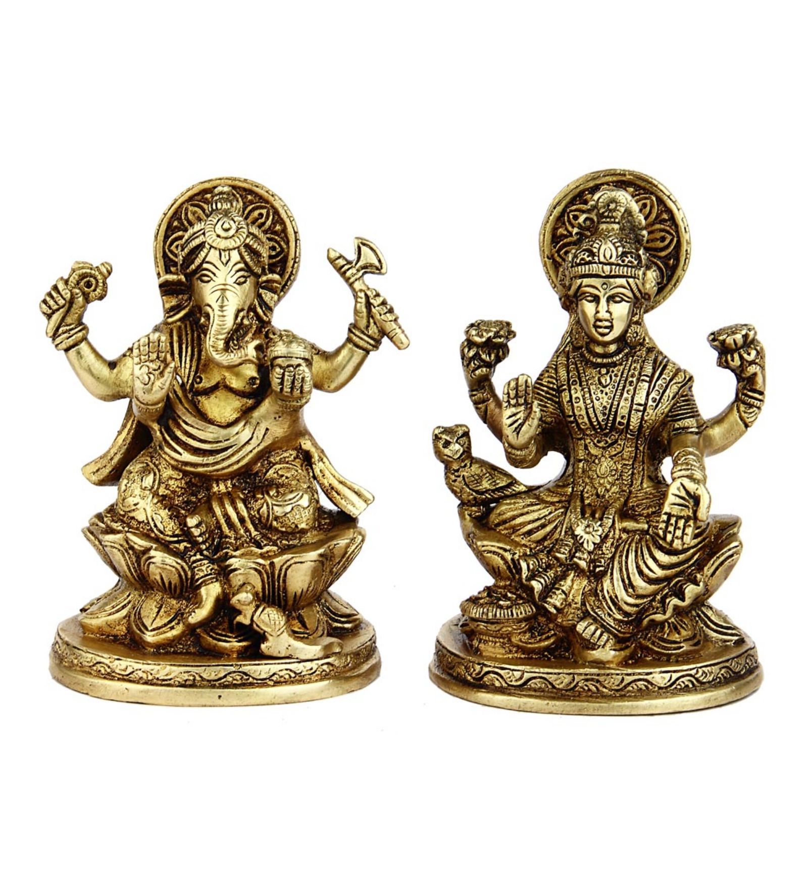 Buy Glossy Brass Lakshmi Ganesha Idol by Statue Studio Online - Buddha ...