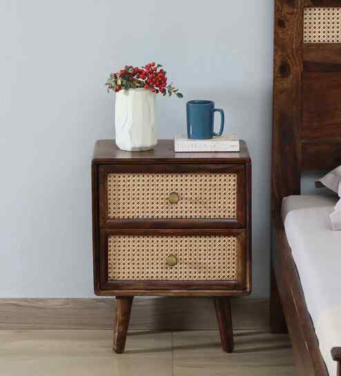 Glasgow Sheesham Wood Bedside Table In Provincial Teak Finish
