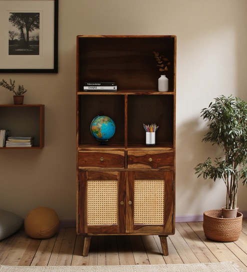Glasgow Sheesham Wood Book Shelf In Provincial Teak Finish