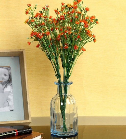 Buy Glass Blue Flower Vase By Aapno Rajasthan Online Table Vases