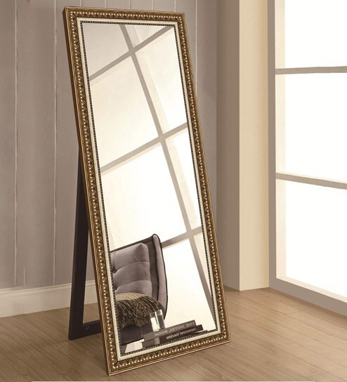 Buy Glass Rectangle Wall Mirror In Gold Colour By Elegant Arts