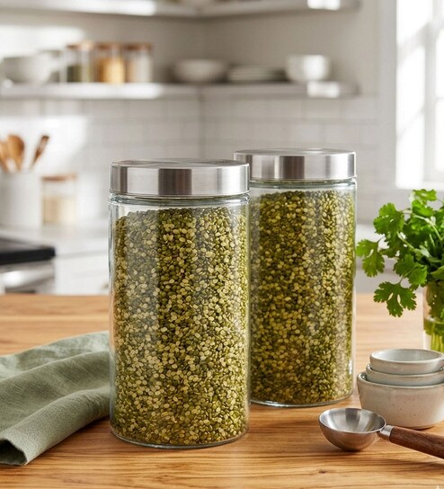 Glass Jars for Kitchen 1500ml| Pack of 2